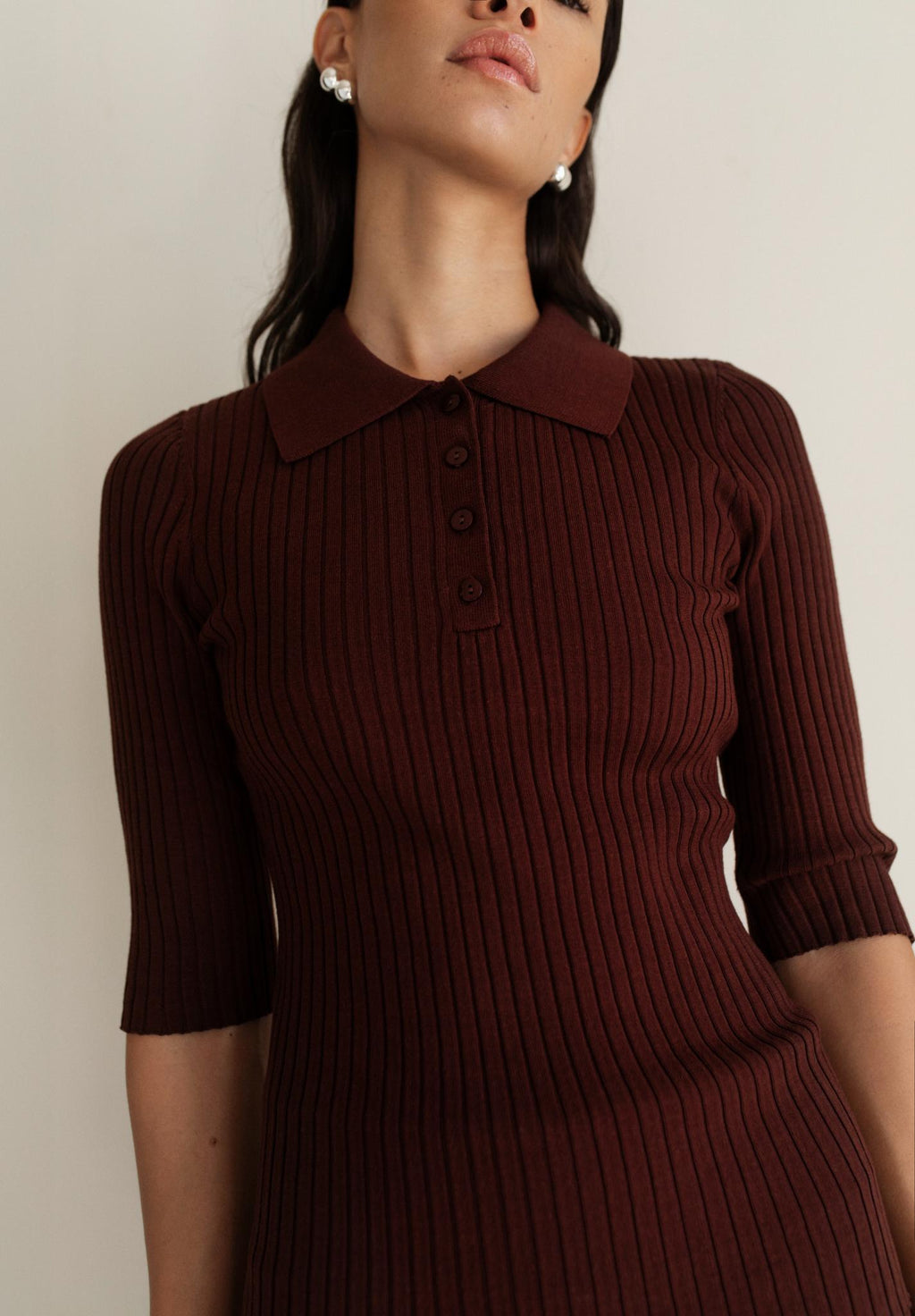 Leona Sweater Knit Rib Polo – PAPER LABEL