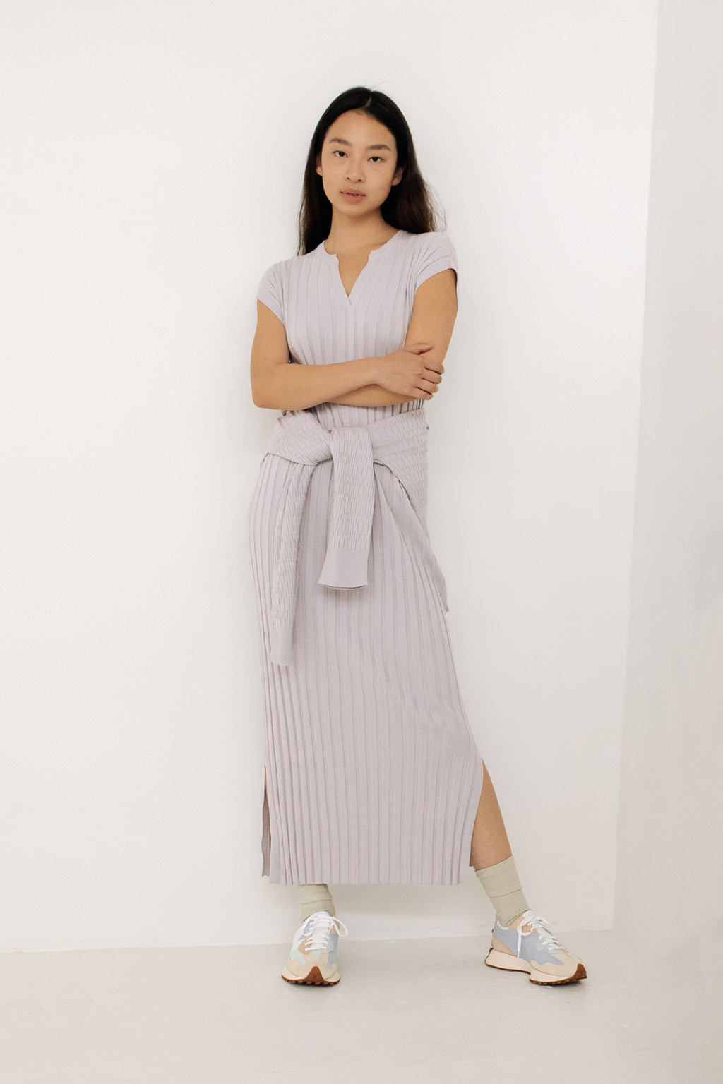 NADIA WIDE RIB DRESS – PAPER LABEL