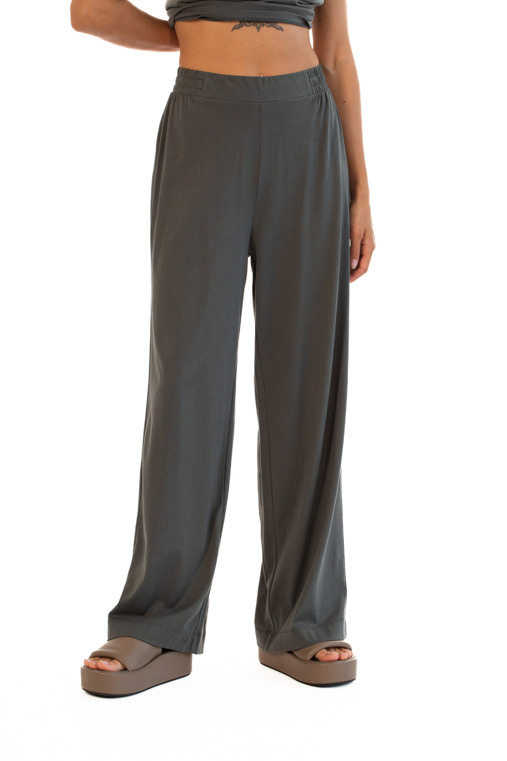 Women's High-Rise Relaxed Fit Baggy Wide Leg Trousers - A New Day™ Brown 26