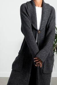 CELY TEXTURED LONG SHAWL CARDIGAN