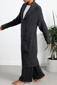 CELY TEXTURED LONG SHAWL CARDIGAN